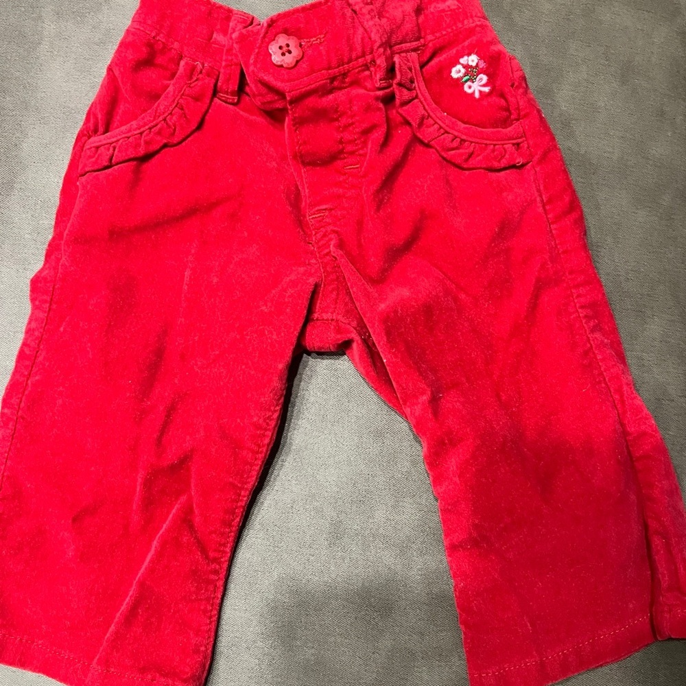 Oshkosh velour red floral pants 6months